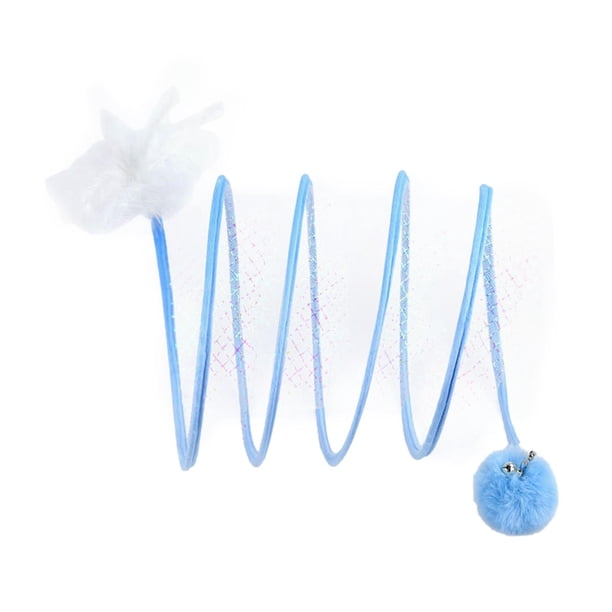 Juguete interactivo para gatos Fernando Red de malla elástica Pelota de peluche azul Túnel plegable