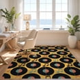 thumbnail image 3 of Design&I 9'x12' Washable Area Rug Sleek Flatweave Pet Friendly Vinyl Record Spinning Disc Motif Note Mosaic Layout Music Retro Cd Playful for Master Suite, Under Bed, 3 of 7