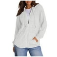 thumbnail image 2 of Ribbed Zip Up Hoodies for Women 2025 Fall Winter Long Sleeve Plain Hooded Sweatshirt with Pockets Jacket Coat, 2 of 6