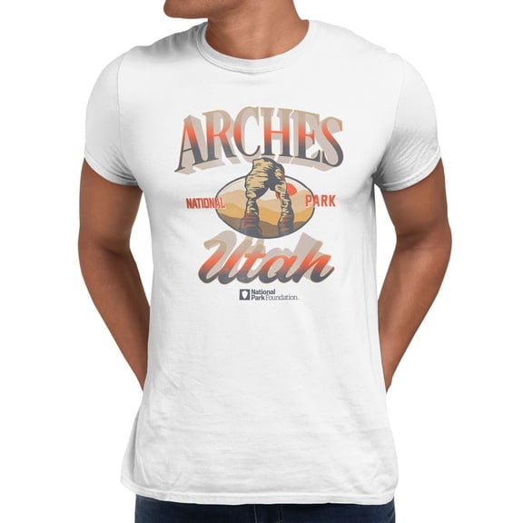 National Park Foundation Arches Utah Men's T Shirt (White, S-XXXL)