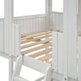 Full Over Full WoodBunk Bed with Roof, Window, Guardrail, Ladder(White