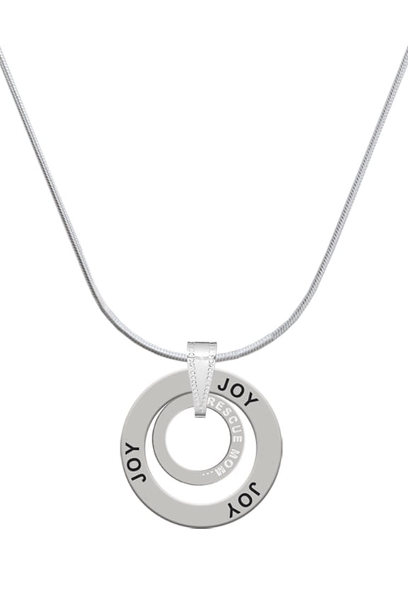 Silvertone Rescue Mom Infinity Ring Joy Ring Charm Necklace, 18"