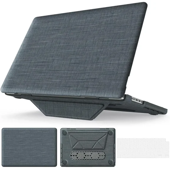 Case for MacBook Pro 16 inch 2025 2024 2023 2022 2021 M4 M3 M2 M1 A3186 A3403 A2991 A2780 A2485 Fabric Textured Hard Shell Case with Foldable Kickstand & Keyboard Cover