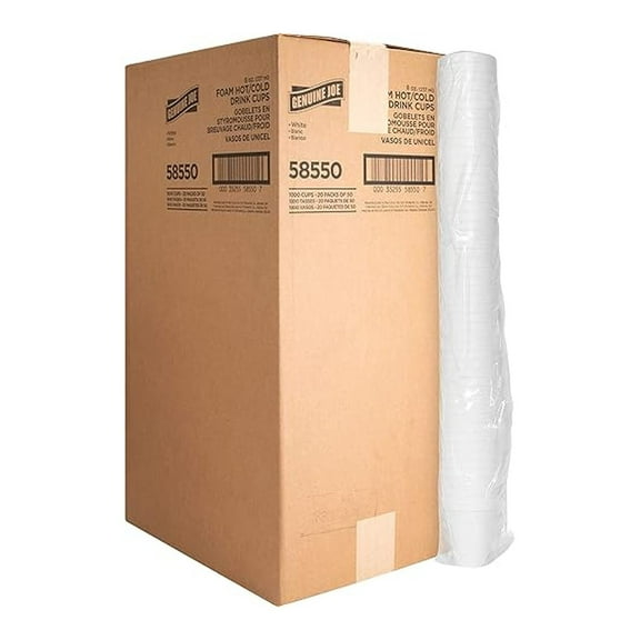 Foam Cups 8 oz - Hot & Cold Disposable Cups, Versatile Styrofoam Cups for Coffee, Tea, Beverages - Lightweight, Insulated, No Sleeve Needed - 100 Count