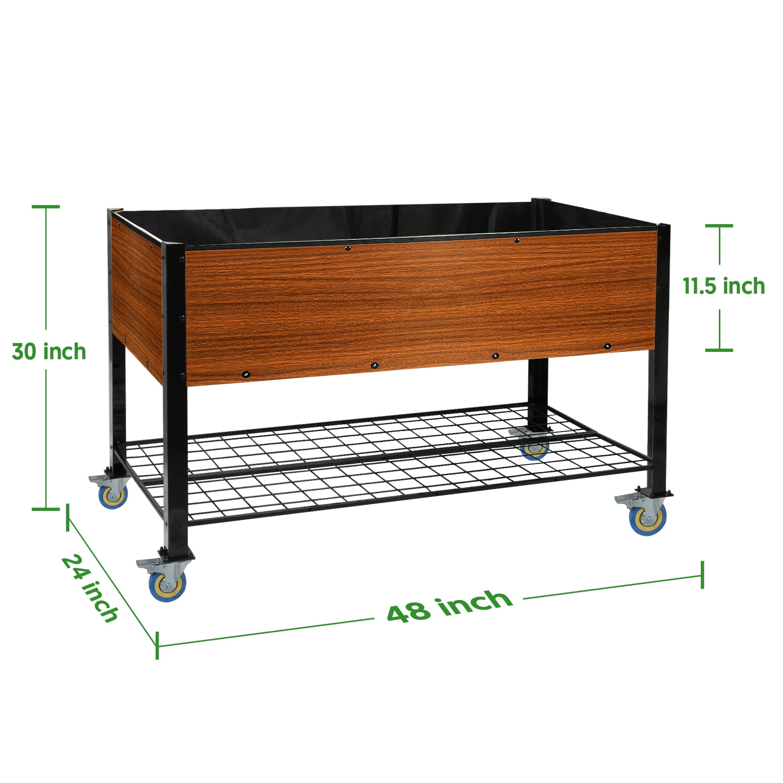 Raised Garden Bed with Legs and Wheels, Self-Watering Planter Box, 48x24x30 in Elevated Raised Bed with Drainage Hole, Built to Withstand Sun, Rain, and Wind for Up to 2 Years