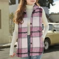 thumbnail image 2 of DxhmoneyHX Plaid Vest for Girls Sleeveless Curved Hems Long Cardigan Coat Casual Lapel Waistcoat Outwear Comfy Button Down Shirt Jacket with Pockets 5-15 Years, 2 of 9