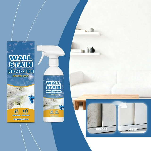 cpengpj Fast-Acting Odorless White Wall Cleaner Spray 355ml, Mild Formula, Long-Lasting Stain Remover for White Walls in Bedrooms, Living Rooms, Offices