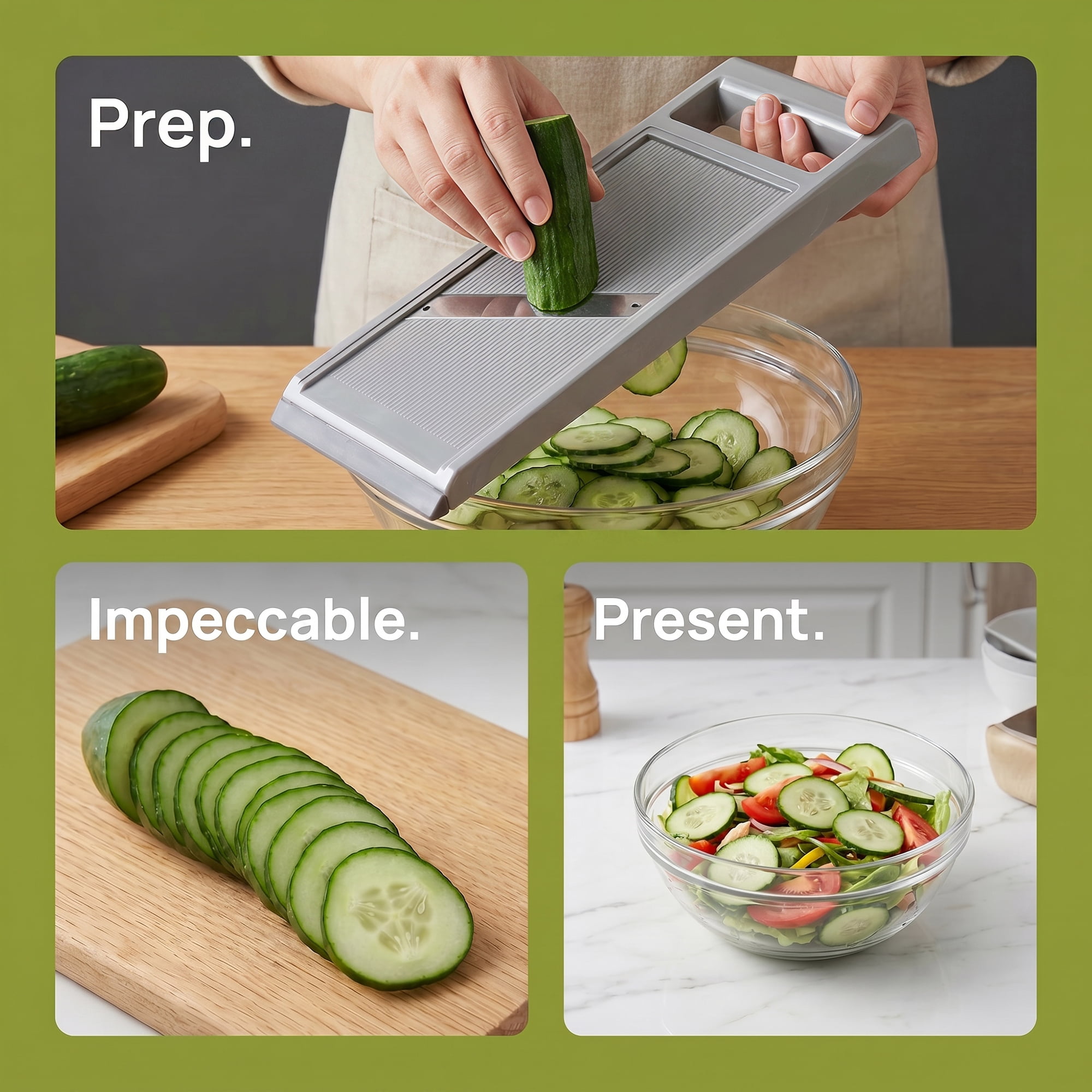 Mandoline Slicer for Kitchen, Vegetable Chopper Multifunctional Cutter for Potato Onion Gray 10.8" x 4.2"