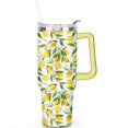 thumbnail image 2 of 40oz Yellow Lemon Pattern Stainless Steel Flip Straw Tumbler Spill Proof Travel Cup Double Wall Vacuum Insulated Coffee Mug with Top Handle, 2 of 6