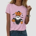thumbnail image 2 of Hessimy Pumpkin Shirt for women's Cute Thanksgiving Fall T-Shirt Short Sleeve Halloween Pumpkin Graphic Tees Tops(Pink,XL), 2 of 5