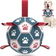 thumbnail image 1 of Balón de fútbol para perros QDAN extra grande para perros grandes, azul y rojo, 1 of 7