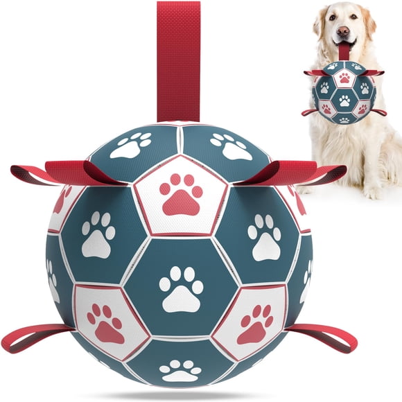 Balón de fútbol para perros QDAN extra grande para perros grandes, azul y rojo