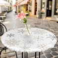 thumbnail image 6 of Christmas Snowflakes Round Tablecloth for 45-54 Inch Tables,Fitted Table Cover with Elastic Edge,Modern Xmas Winter Minimalist Waterproof Outdoor Table Cloth Protector for Patio Garden Dinner Picnic, 6 of 9