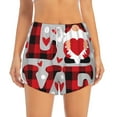 thumbnail image 2 of Goofa Buffalo Plaid Love And Gnome Printed Women 2 in 1 Running Shorts,Quick Dry Athletic Workout Shorts,High Waisted Athletic Shorts with Liner Pockets-X-Large, 2 of 9