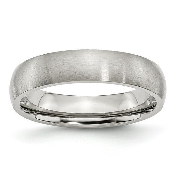Solid Stainless Steel 5mm Matte Brushed Finish Plain Classic Wedding Band Ring Comfort-Fit Size 6.5