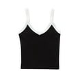 thumbnail image 4 of XFLWAM Sleeveless Tops for Women Summer Spaghetti Straps Crop Tank Top Ribbed Knit T Shirts Slim Fit Camisole Fashion, 4 of 5