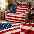 thumbnail image 4 of Clearance! 60"x40" American Flag Throw Blanket, Red White & Blue, Soft Microfiber Sherpa Fleece Reversible 4th of July Decoration 250 Anniversary Decorations (A), 4 of 7