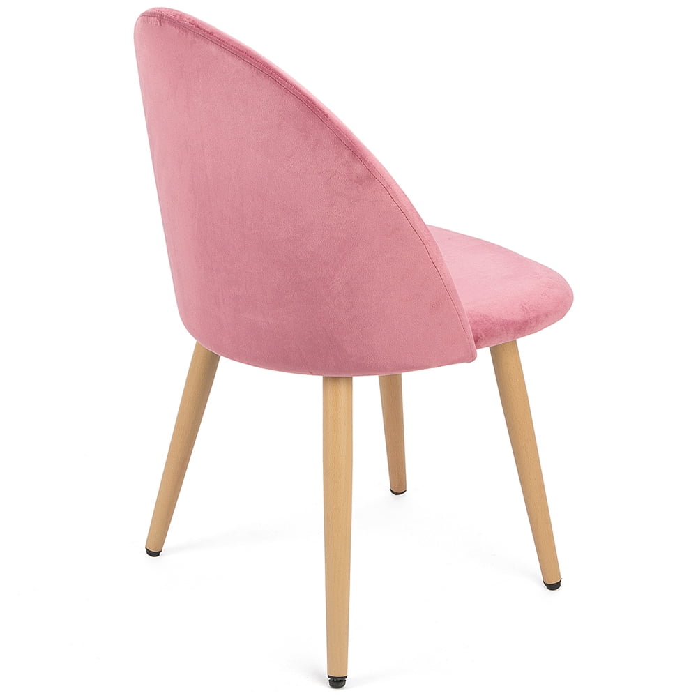 Kepooman 2Pcs Medieval Dining Chair, Chair for Kitchen, Makeup Chair with Soft Velvet Seat and Wooden Style Stool Legs, Accent Side Chair for Living Room, Pink