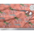 thumbnail image 3 of Soimoi Orange Cotton Jersey Fabric Palm Tree, & Flamingo Bird Decor Fabric Printed Yard 58 Inch Wide, 3 of 3
