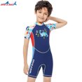 thumbnail image 2 of Soidarity Traje de buceo para niños, traje de baño de una pieza con cuello , protección solar, traje de baño elástico, ropa de surf, traje Deportes acuáticos azul marino XXL, 2 of 6