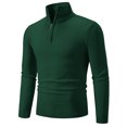 thumbnail image 1 of Suéter ajustado de moda de otoño e invierno para hombre, suéter de camisa de fondo de cadena medio abierta de color sólido, 1 of 6