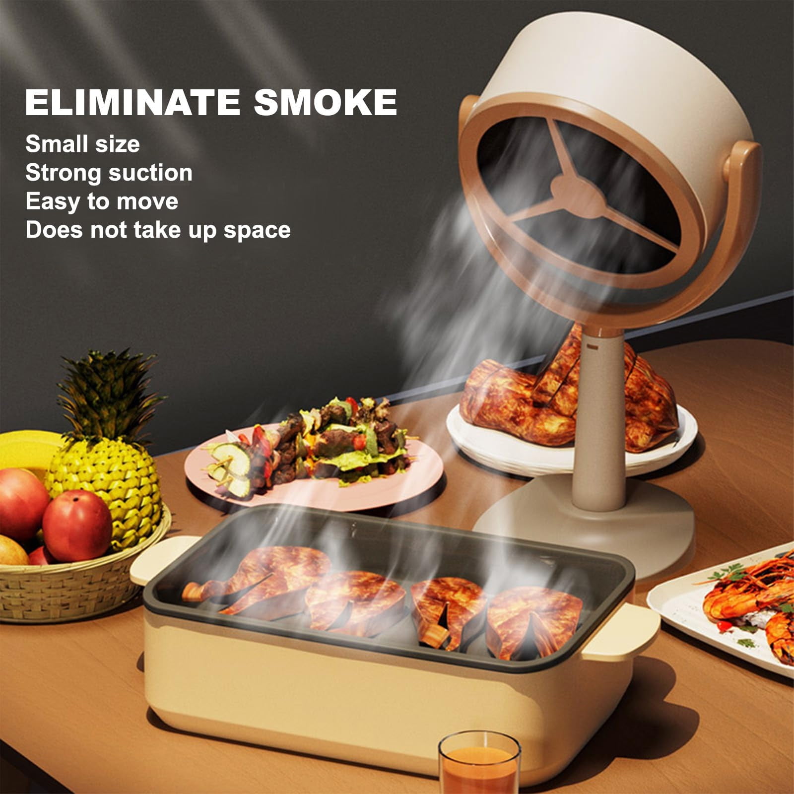Vacemry Desktop Range Hood, Small Range Hood Desktop Range Hood, Adsorbed & Rechargeable Mini Extractor for Kitchen Countertop, Strong Suction for Frying, Grilling, and Cooking