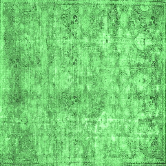 Ahgly Company Indoor Square Abstract Emerald Green Modern Area Rugs, 7' Square