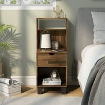 Furniture of America Armo 1-Drawer and 2-Shelf Wood Adult Nightstand, Light Hickory