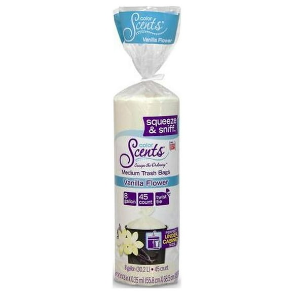 Color Scents 6043458 Sacs à Déchets de 8 gal à Presser et à Renifler avec Lien Torsadé Vanille Scent, 45 par Paquet - Lot de 8