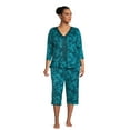 thumbnail image 5 of The Pioneer Woman 3/4 Sleeve V-Neck Top and Cropped Pant Pajama Set, 2-Piece, Women's, 5 of 7