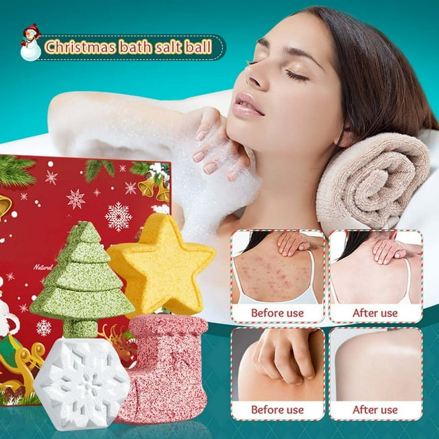 Fiudx Bolas de Baño Navideñas, Azufaifa Festividades con Burbujas Alegres, Aromáticas Naturales, Hidratación Relajante, Exquisita Caja de Regalo para La Alegría Navideña, Ideal para La Bañera En Invi