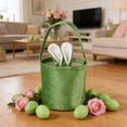 thumbnail image 4 of Easter Bunny Bag for Kids - Canvas Bunny Ears Gift Basket with Handles for Easter Egg Hunts, Candy, Toys, and Holiday Party Favors, Festive Spring Decorations, 4 of 5