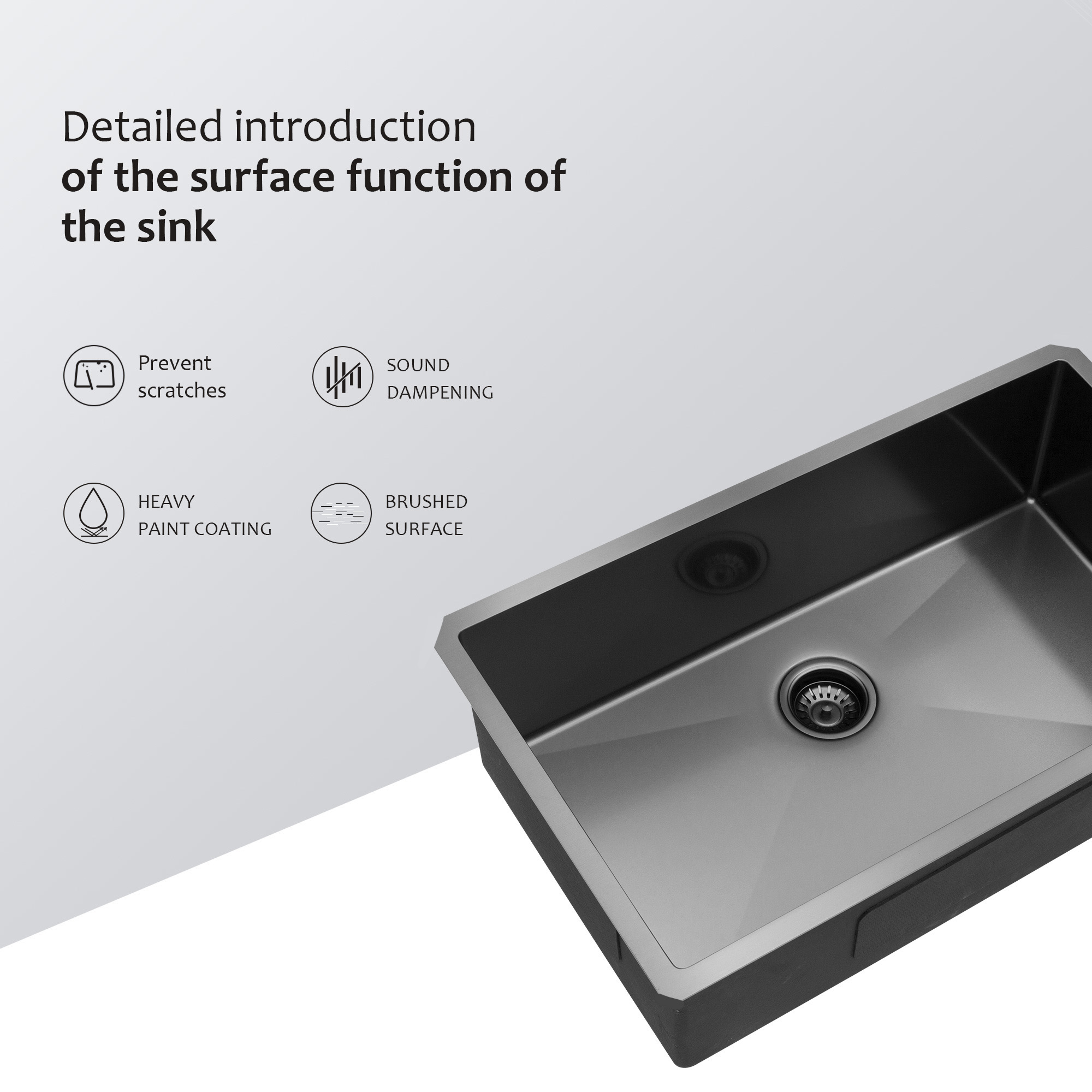 33"x19"x10" Gunmetal Black Undermount Kitchen Sink 16 Gauge Single Bowl with Drain Assembly