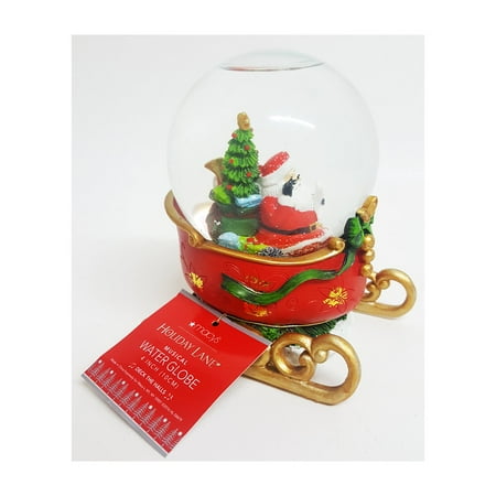 - Macy's Holiday Lane Musical Water Globe Santa's Sleigh Plays Deck The Halls