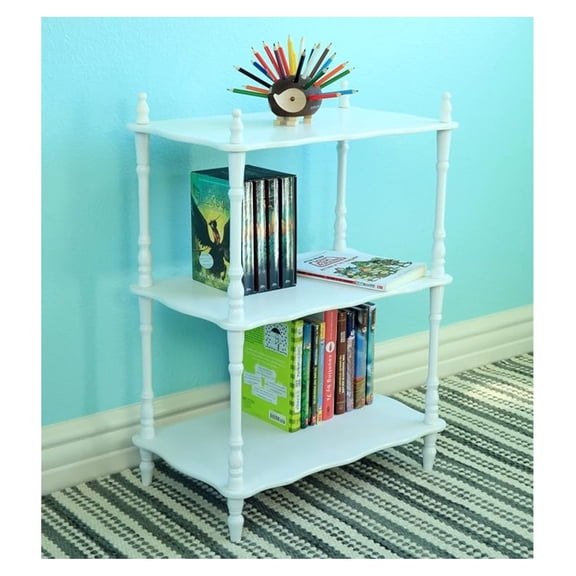 3 Tier Shelves, Frenchi Home Shelving Unit, Decorative Shelves for Living Room, Kitchen, Bathroom - White Finish, 18.9x11.8x27.8 Inch