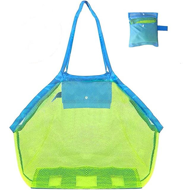 Bolsa de juguetes de playa para niños Bolsa de malla de playa verde, Bolsa de almacenamiento de juguetes de playa, Bolsa de playa de juguetes para niños, Bolsa de juguetes de playa, Red de playa para nadar Viajes en la playa (1 pieza) ER