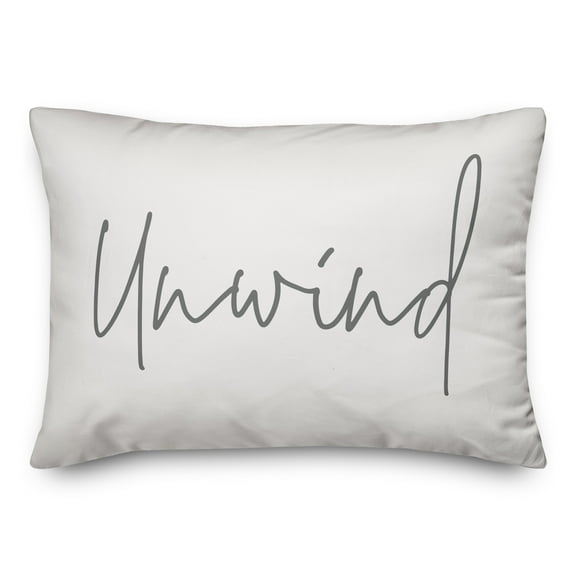 Creative Products Unwind Script White and Grey 14x20 Indoor / Outdoor Pillow