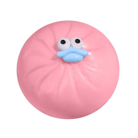 Btomtd Big Bun Squishies Toys with Cute Face, Slow Rising Stress Relief Ball, Funny Decompression Fidget Toys for Adults and Teens, 1-Pack (4", Pink)