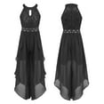 thumbnail image 5 of YUUMIN Kids Girls Shiny Beaded Halter Wedding Party Floral Lace Jumpsuit Chiffon Sleeveless Romper Black 16, 5 of 6