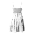 thumbnail image 6 of RMGVDSD Summer Dresses For Women Casual Dress Spaghetti Strap Sleeveless Smocked Mini Dress Solid Color Beach Vacation Flowy A-Line Sundress Holiday Party Dress, 6 of 6
