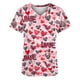 thumbnail image 4 of Uniformes médicos de San Valentín para mujer, modernos, con cuello en V y estampado de corazones, informales, de manga corta, para vacaciones, con bolsillos, 4 of 5