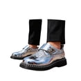 thumbnail image 3 of Ticikt Shiny Sequin Lace-up Oxfords for Boys & Girls Wingtip Brogue Dress Shoes for School Wedding Birthday Party,Color:Silver, 3 of 7