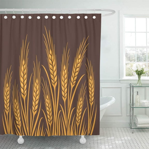 CYNLON White Harvest Field of Wheat Barley Rye Visual Golden Bathroom Decor Bath Shower Curtain 66x72 inch