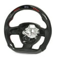 thumbnail image 1 of Steering Wheel Replacement, Red Stitching LED Steering Wheel Finger Ridges Carbon Fiber Glossy  for A4 A5 A6 A8, 1 of 8
