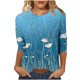 thumbnail image 1 of Camiseta Casual Suelta de Cuello Redondo Impresa para las Mujeres, Camisetas Casuales de Manga 3/4 para las Mujeres de Uso Diario, 1 of 4