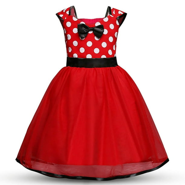 KAWELL Vestido Elegante de Niña de Princesa con Lunares para Concurso, Niña de 18 Meses