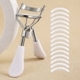 thumbnail image 2 of 1 Pce Recourbe-Cils Portable et 15 Coussinets en Silicone, Poignée Courbée en Acier Inoxydable, Recourbe-Cils, Courbure et Forme, Sans Danger pour les Cils, Lissage des Cils, Grands Yeux, Convient aux Cils des Femmes, 2 of 5