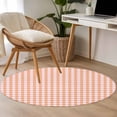 thumbnail image 6 of Buffalo Plaid Round Rug 3ft Washable Circle Entryway Rugs Non Slip Farmhouse Orange Checkered Vintage Rustic Area Rug Indoor Floor Carpet for Bedroom Kitchen Living Room Office Dining Room Nursery, 6 of 9