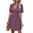 thumbnail image 2 of Women Summer Dresses Short Sleeve V Neck Floral Midi Sundress M, 2 of 7