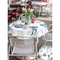 thumbnail image 4 of Outdoor Tablecloth with Umbrella Hole and Zipper, Thanksgiving Coastal Round Table Cloth 60 Inch Waterproof Tablecloth, Blue Eucalyptus Pumpkin Starfish Picnic Table Cover for Patio Camping, 4 of 7